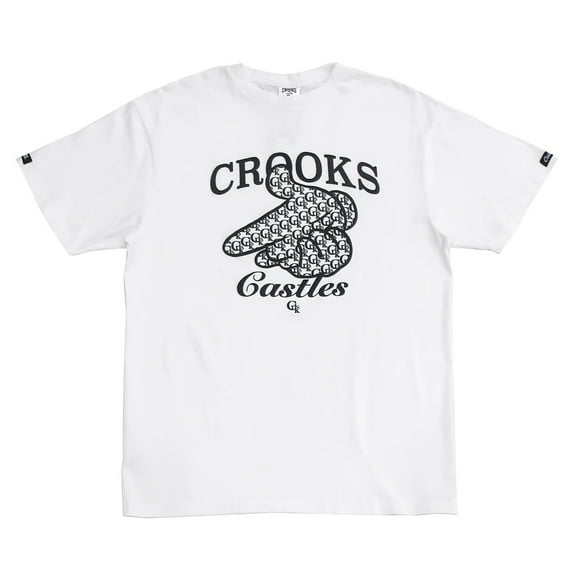 Crooks & Castles Men's Airgun Lux Logo Graphic Tee T-Shirt (Small, White)