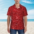 thumbnail image 2 of Gaeub Red Glitter Print Men's Hawaiian Shirt,Button Down Short Sleeves Shirts,Tropical Beach Casual Button Down Shirts,XX-Large, 2 of 7