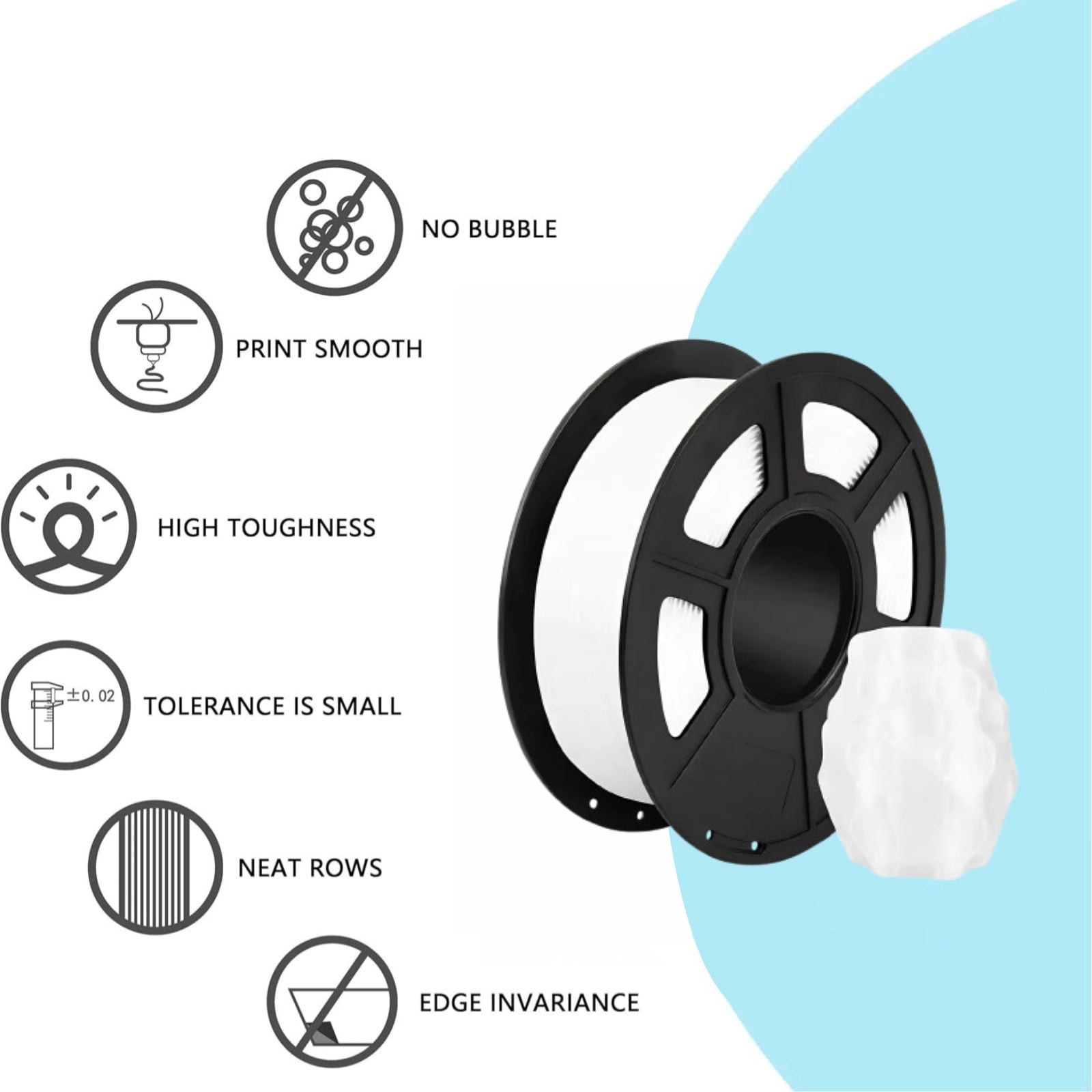 PETG 3D Printer Filament 1.75mm, Dimensional Accuracy +/-0.02mm, 1KG Spool (2.2lbs), Fit for Most 3D FDM Printer - Transparent