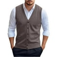 thumbnail image 2 of Xcmzpl Men's Sweater Vest V Neck Casual Sleeveless Knitted Button Cardigan Vest Big and Tall Solid Slim Fit Casual Sweater Vests, 2 of 3
