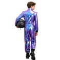 thumbnail image 2 of Raenseen Kids Boys Metallic Racing Jumpsuit Racing Suit Race Car Driver Moto Gear Jersey Set Blue 14, 2 of 7