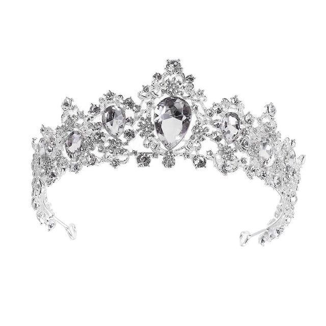 Wedding Bridal Tiara Crown Water Crystal for Women Wearing Silver Accessory