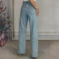 thumbnail image 4 of LWavelet Womens Glitter Speckled Wide Leg Jeans High Waisted Daily Casual Denim Pants Blue 2XL, 4 of 5