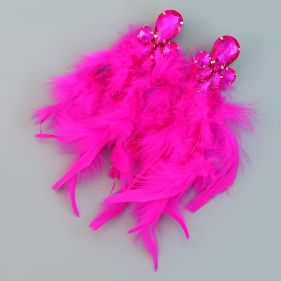 Namzi Boho Feather Tassel Earrings Long Drop Dangle Feather Earrings, Party Earrings,Style A,Drak Pink