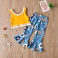 thumbnail image 6 of Little Toddler Girls Tassel Sleeveless T Shirt Tops Floral Flared Bell Bottom Pants Kids Outfits Set, 6 of 9