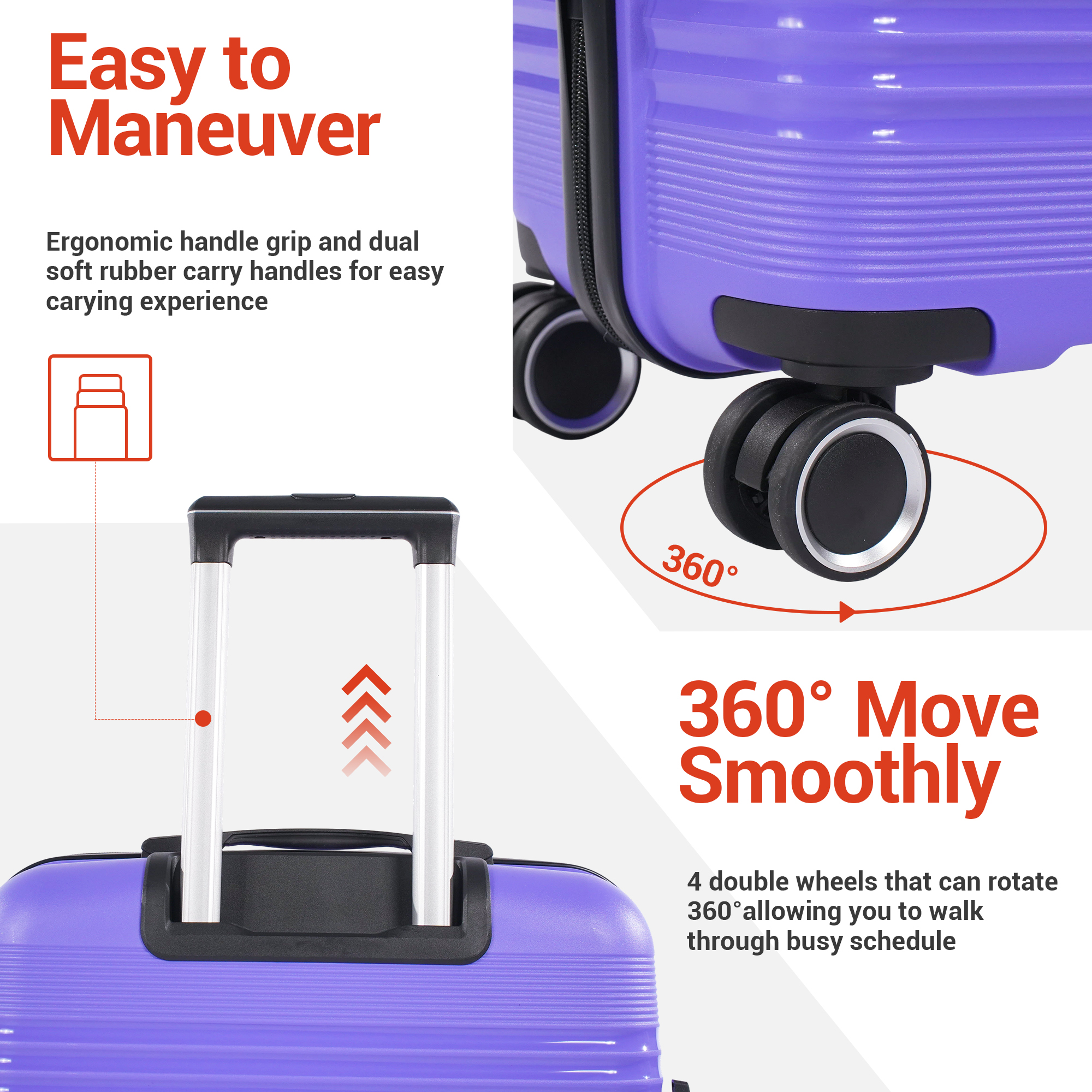 Nicetravel 8-Piece Hardside Luggage Set, Purple photo 7