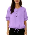 thumbnail image 2 of Jacenvly Womens Tops Clearance Fashion Women's Summer Short Sleeve Round-Neck Solid Regular Tank Tops Womens Tops Plus Size, 2 of 7