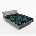 thumbnail image 2 of Ambesonne Exotic Fitted Sheet, Botany Leaves Pattern Summer, Full Size, Navy Blue and Fern Green, 2 of 5