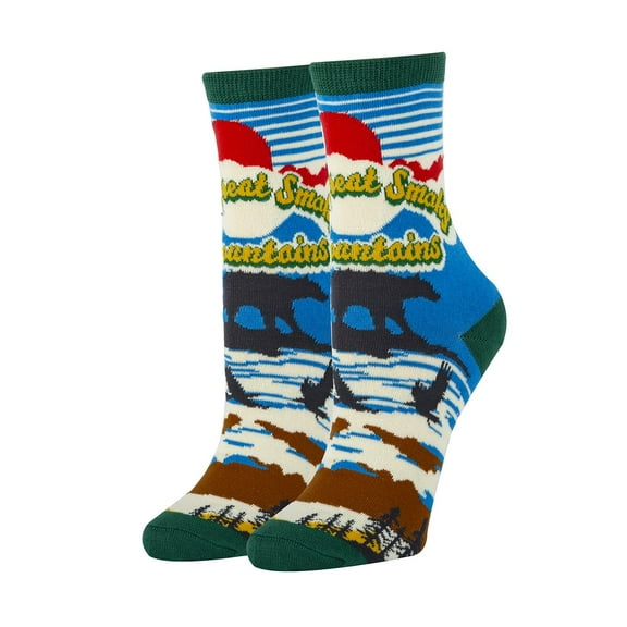 OoohYeah Women's Funny Crew Socks Novelty National Park Cotton Socks, Smokey Mountain