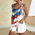 thumbnail image 2 of Cavosen Fourth of July Plus Size Loose Patriotic Jumpsuits Short Overalls with Pocket Star and Stripe Summer Vacation Rompers, 2 of 7