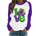 thumbnail image 2 of Qiopertar Mode Femmes Imprimé Col Rond Pull Tops Manches Longues Blouse Confortable Chandail en Molleton Offres de la Semaine Liquidation Moins de 5$ jusqu'à 90 % de Réduction, 2 of 4