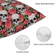 thumbnail image 3 of Fuzoiu Skull and Roses Print Square Pillow Cover,Hidden Zipper Design,Luxury Square Pillow Case, Throw Pillow,Couch Cushion-22"x22", 3 of 7