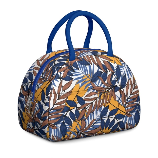 Tropical Plant Lunch Bag for Women – Colorful Botanical Pattern, Insulated and Leakproof Tote for Summer, Work, or Beach Vacation