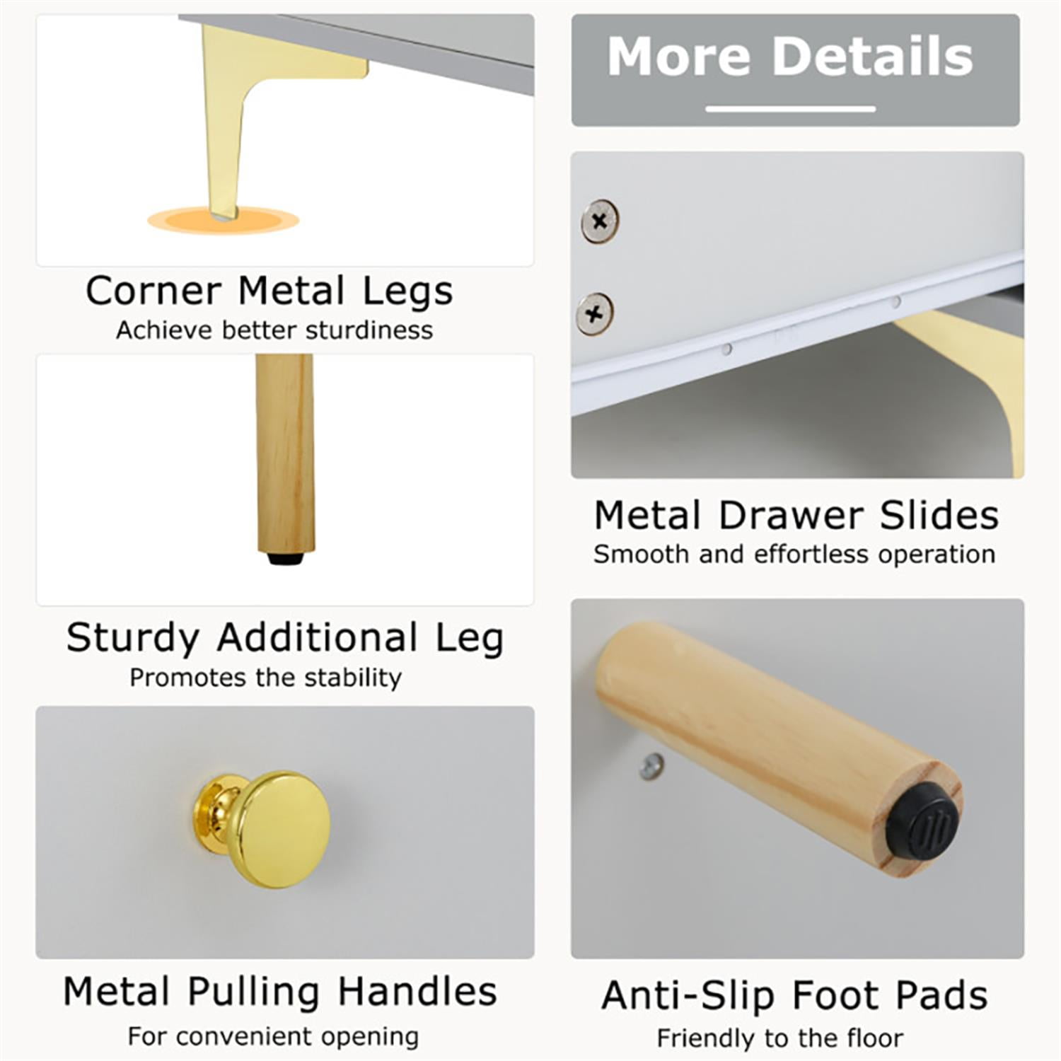 Demi Bonn TV Stand for 55" TVs, Entertainment Center with Compartment and Drawers, Modern Media TV Console Table for Living Room Bedroom, Gray