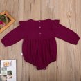 thumbnail image 3 of ITFABS Baby Spring Romper, Long Ruffle Sleeve Solid Color Back Buttons Romper, 3 of 6