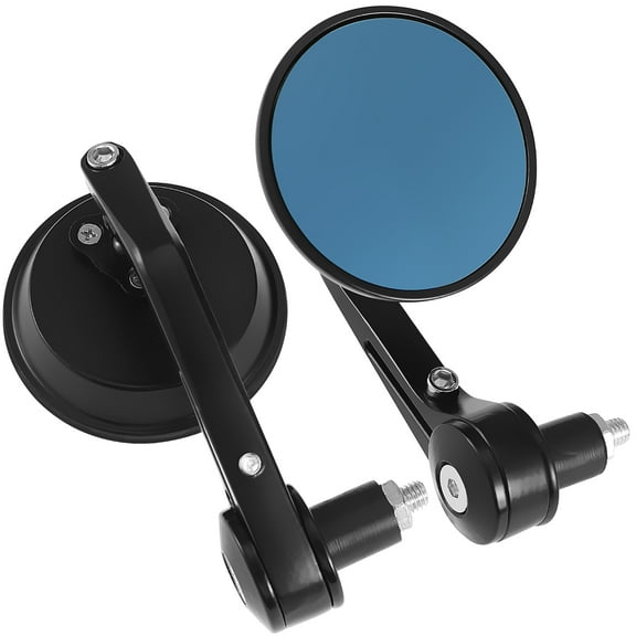 Pretyzoom Motorcycle Round Rear View Mirror 1 Pair Glass Rearview Mirrors Adjustable Angle Home Use