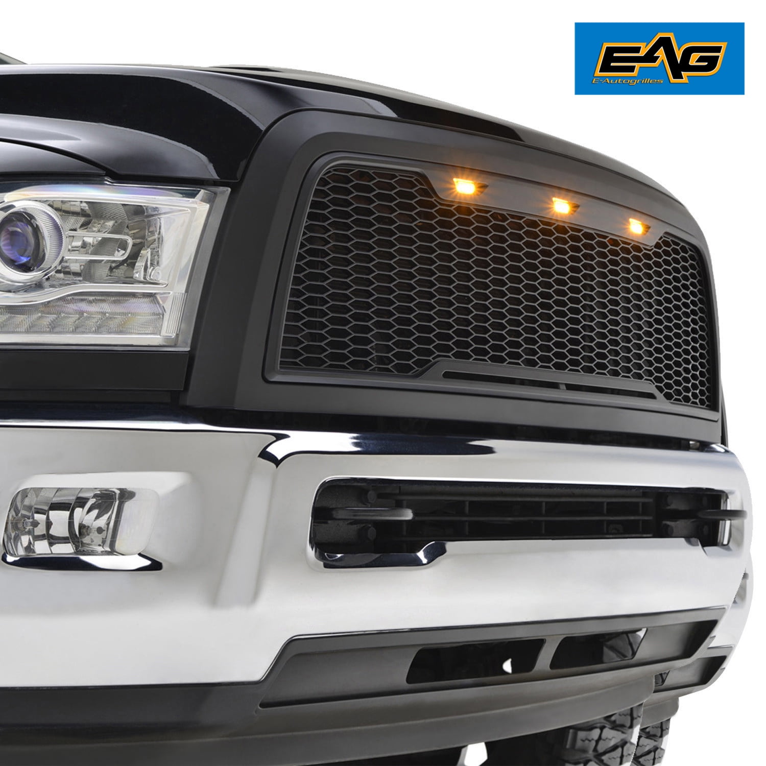 EAG Replacement ABS Upper Grille Front Hood Grill Matte Black with