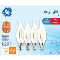 GE Classic LED Light Bulbs, 40 Watt Replacement, Daylight, CA11 Decorative Candle Bulbs (4 Pack)