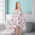thumbnail image 6 of Pink Dinosaurs Palms Bones Pattern Hooded Bath Towel，60"x35" for Ages 3 To 12 Kids, Quick Dry Lightweight Soft Microfiber Hood Beach Towel Cover Up for Kids, 6 of 7