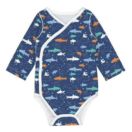 

Matuu Party Shark Cute for Baby Long-Sleeve Bodysuit Soft Cotton Comfortable and Breathable Perfect for Newborns and Infants