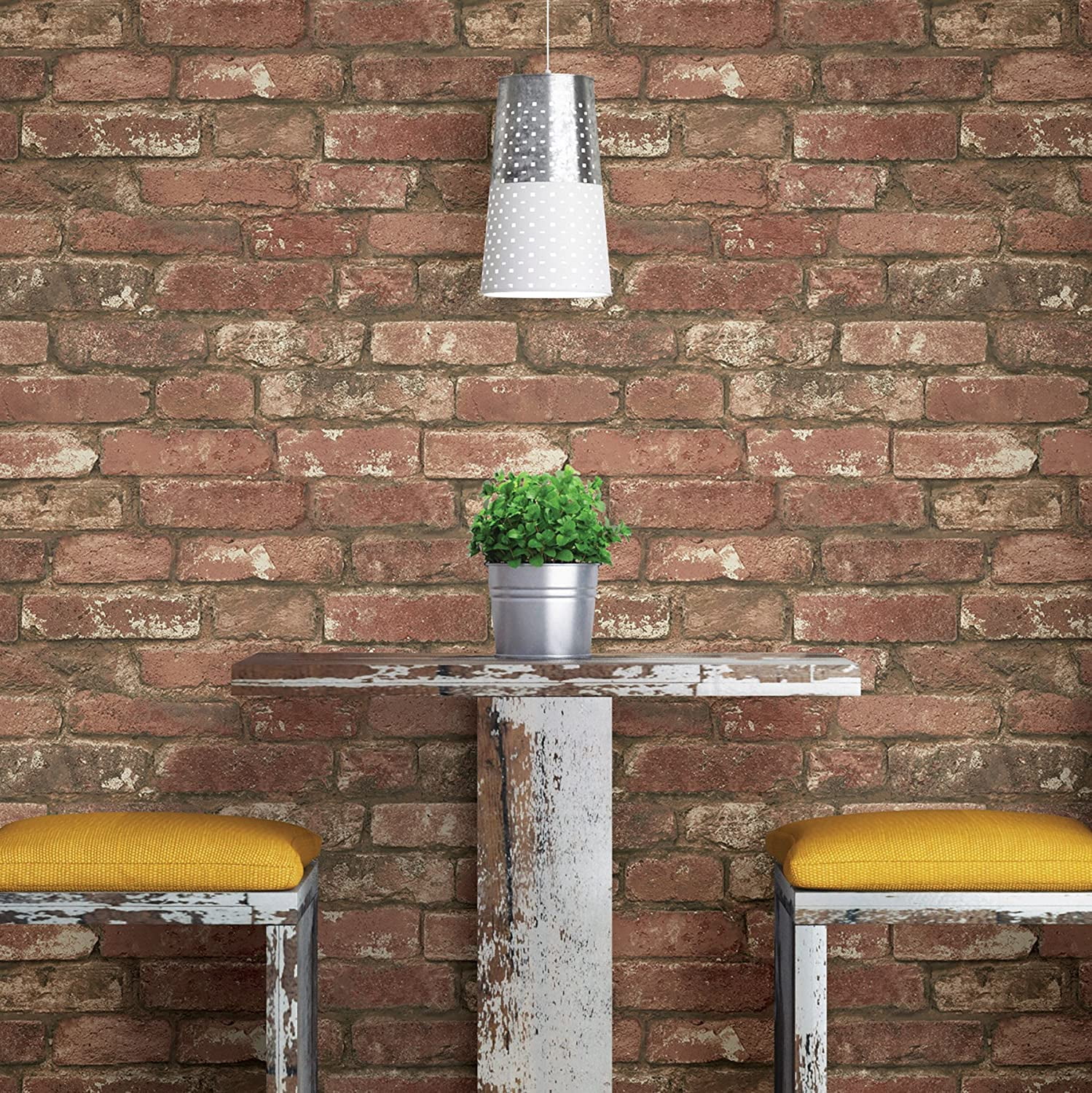 NuWallpaper West End Brick Removable Vinyl Peel And Stick Wallpaper, 216-in by 20.5-in, 30.75 sq. ft.