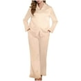 thumbnail image 4 of FAIWAD Silk Pajamas for Women Set Long Sleeve Button Down Sleepwear Comfy Loungewear Pjs Outfits, 4 of 6