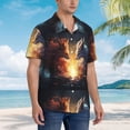 thumbnail image 3 of Fuzoiu Red And White Flame Fox Print Hawaiian Shirt for Men, Summer Beach Casual Short Sleeve Button Down Shirts, Men’s Beach Summer Shirts with Pocket,3X-Large, 3 of 7