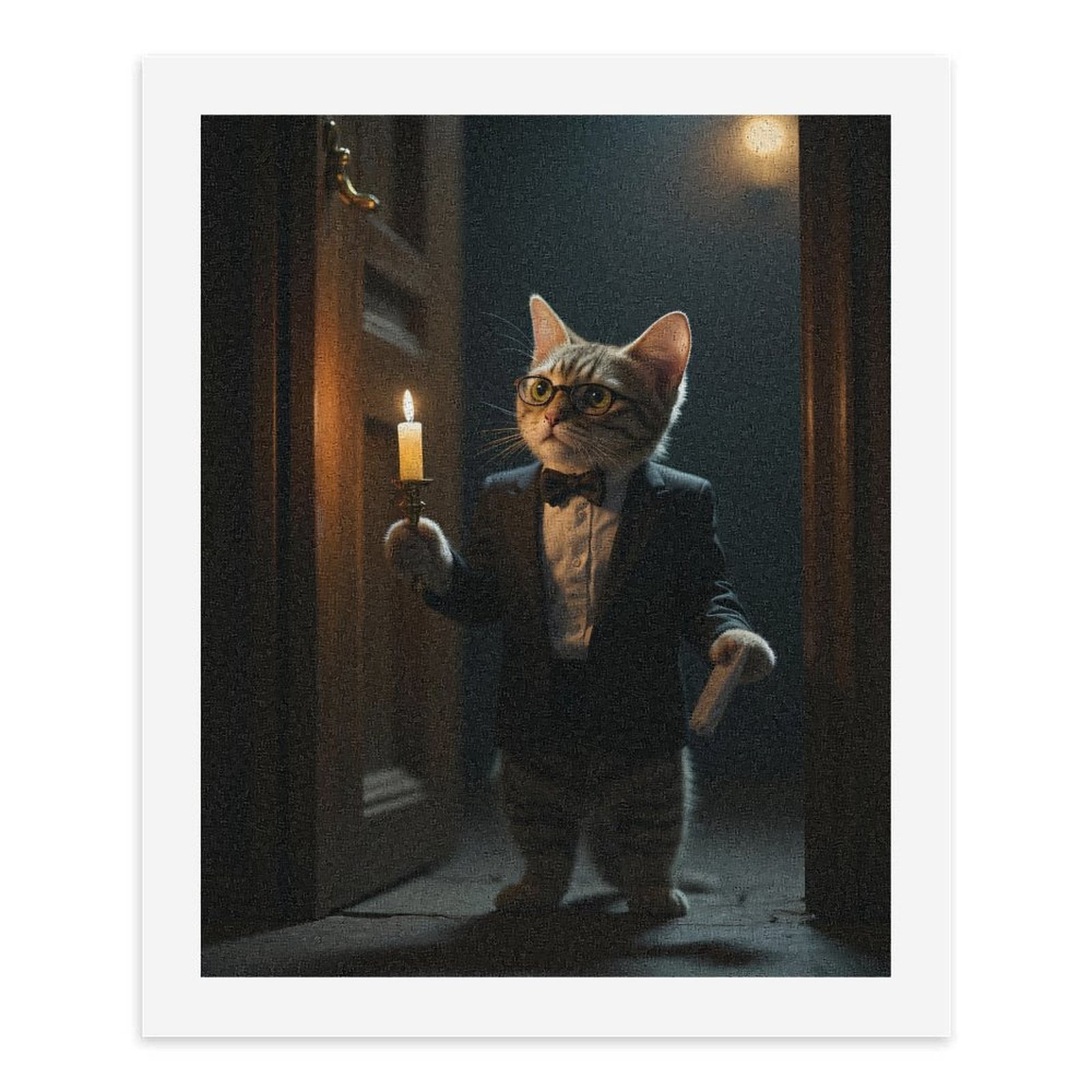 Paint By Numbers Kit for Adults Beginner - DIY Cat In Suit Holding Candle Canvas Painting Kits for Adults, Frameless Paint By Number for Adults for Home Wall Decor 16x20 Inch