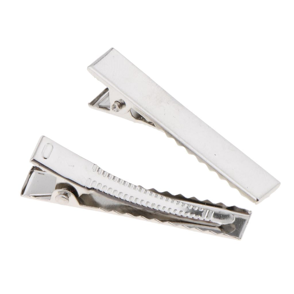 FVDPWYE 150Pcs Single Prong 6x55mm Metal Alligator Hair Clips with Teeth Salon Girls