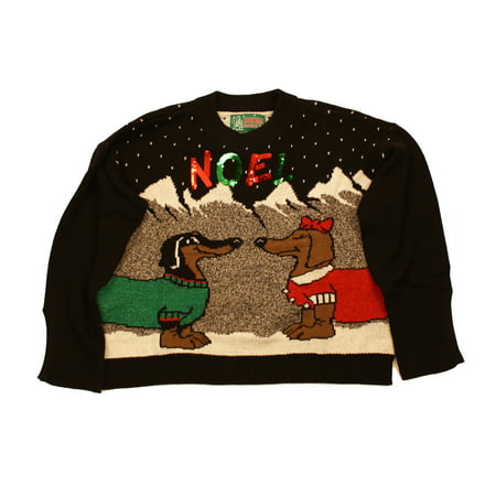 Ugly Christmas Sweater Women's Noel Dog Couple In Love Xmas Sweatshirt