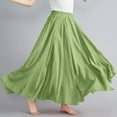 thumbnail image 4 of EINCcm Womens Linen Maxi Skirts Summer Boho Solid Beach Elastic High Waist Pleated A-Line Flowy Swing Ankle Long Maxi Skirts, 4 of 6
