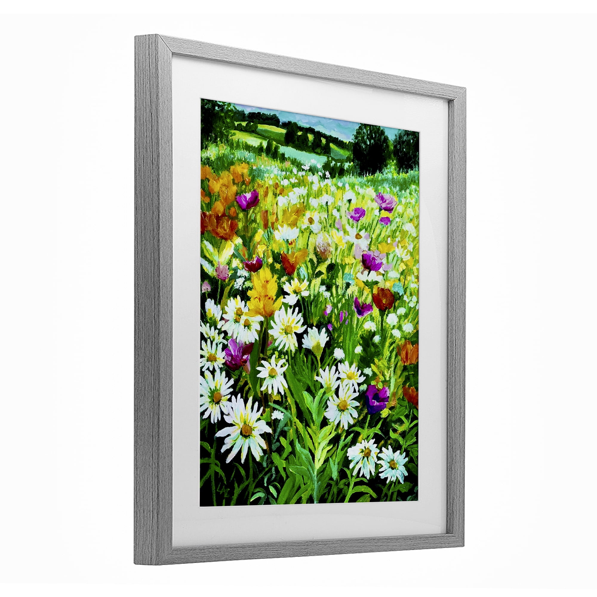 Stupell Industries Hillside Fusion Meadow Gray Framed Print Under Glass, design by Lee Ann Zirbes
