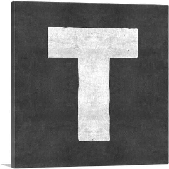ARTCANVAS Chalkboard Alphabet Letter T Canvas Art Print - Size: 18" x 18" (0.75" Deep)