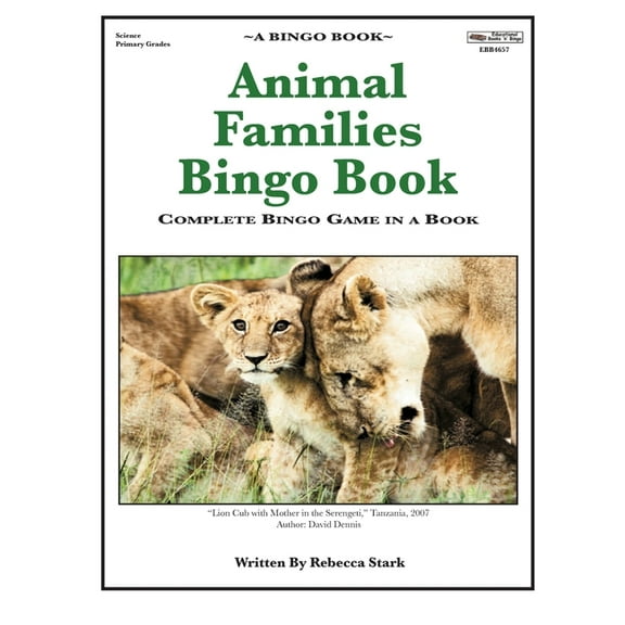 Animal Families Bingo Book: Complete Bingo Game In A Book (Bingo Books)