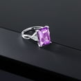 thumbnail image 4 of Gem Stone King 10K White Gold Purple Amethyst and Lab Grown Diamond Engagement Ring for Women | 7.64 Cttw | Octagon Checkerboard 14X10MM | Gemstone February Birthstone | Size 7, 4 of 5