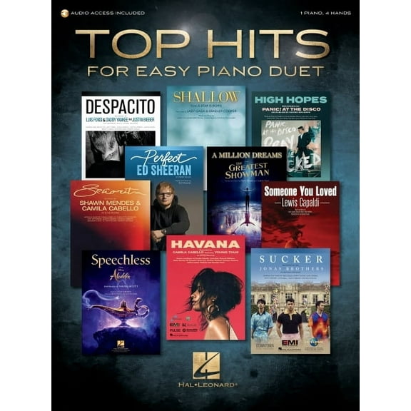 Top Hits for Easy Piano Duet with Recorded Accompaniments: 1 Piano, 4 Hands