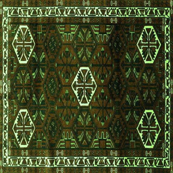 Ahgly Company Indoor Square Persian Green Traditional Area Rugs, 8' Square