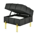 thumbnail image 4 of Smilegend 22" Faux Leather Storage Ottoman, Scratch-Resistant Entryway Bench with Storage, Pet-Friendly Footrest with Gold Metal Legs, Black, 4 of 8