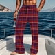 thumbnail image 1 of Pantalones de pijama largos para hombre, informales, con estampado a cuadros, holgados, deportivos, elásticos, rectos, vintage, con bolsillos, 1 of 6