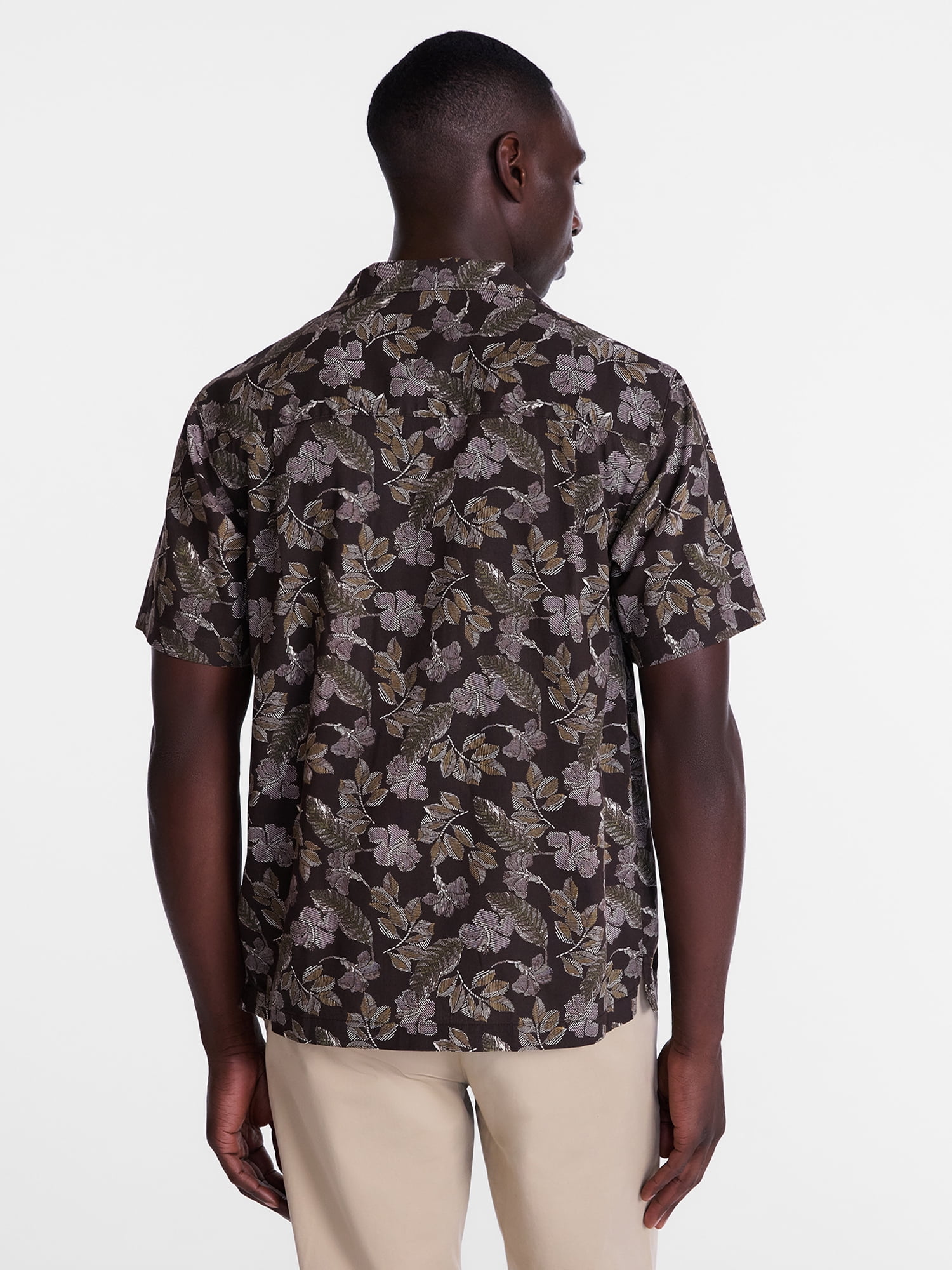 George Men's Linen Blend Camp Shirt with Short Sleeves, Sizes S-3XL