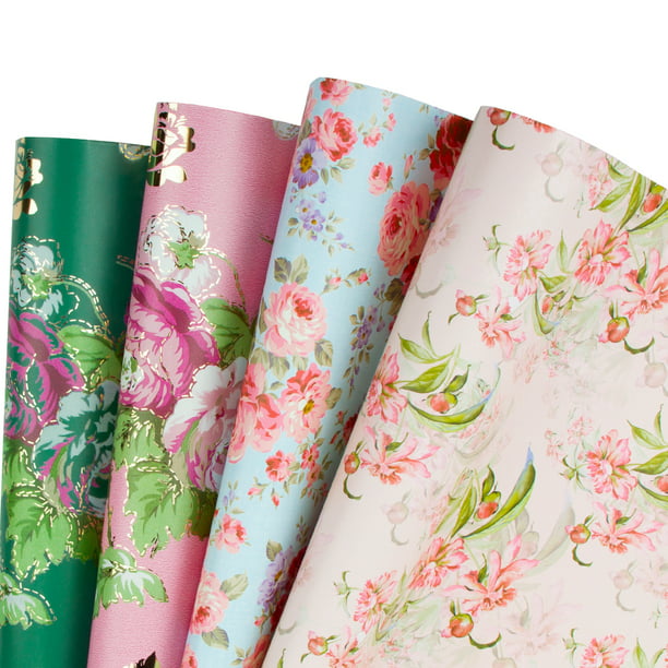 WRAPAHOLIC Gift Wrapping Paper Sheet Flower Print for