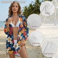 thumbnail image 6 of Xoenoiee Tropical Plumeria Palm Leaves Print Swimsuit Cover Up for Women 2026 Button Down Shirt V Neck Long Sleeve Beach Cover Ups Vacation Outfit with Pockets, XL, 6 of 7