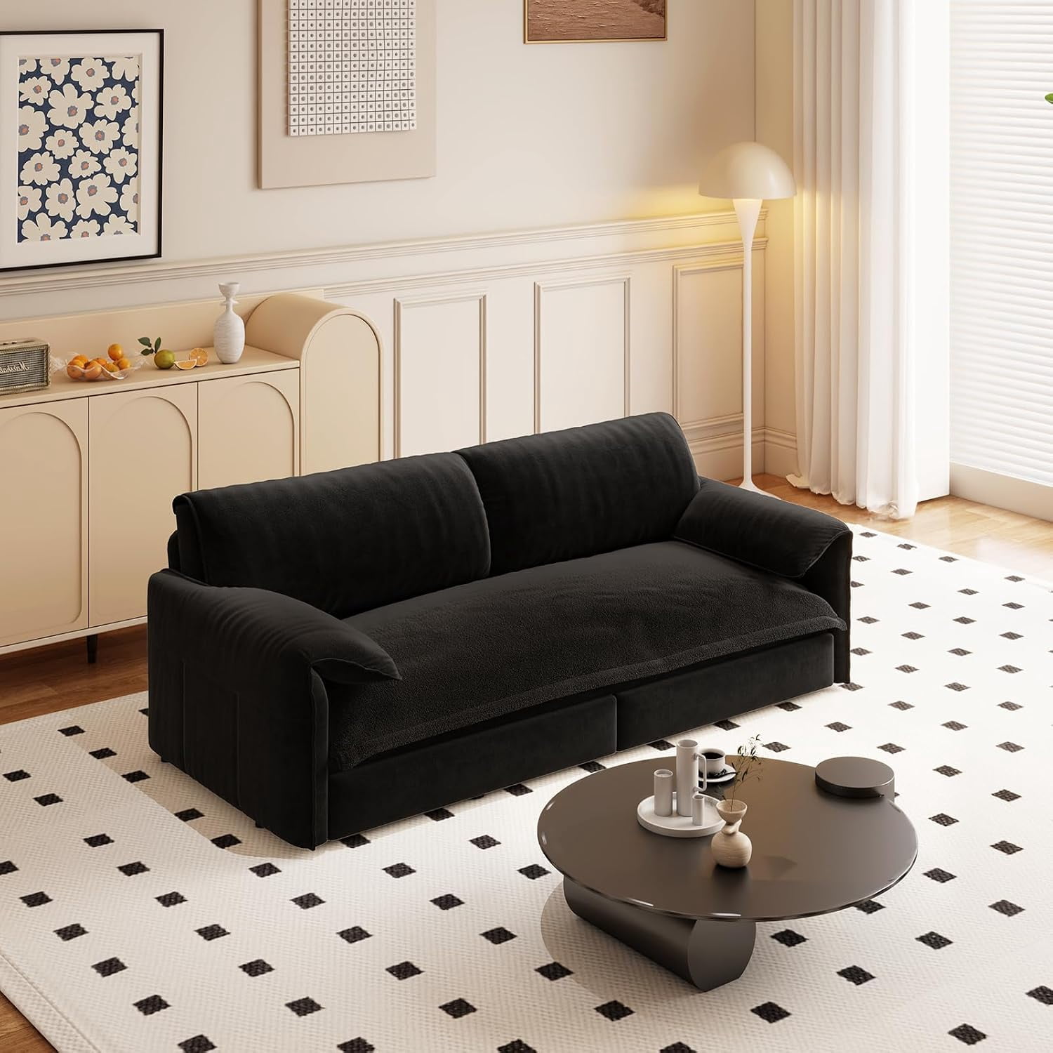 66" Queen Pull Out Sleeper Sofa, 3‑in‑1 Velvet Convertible Loveseat with Side Storage for Apartment Bedroom