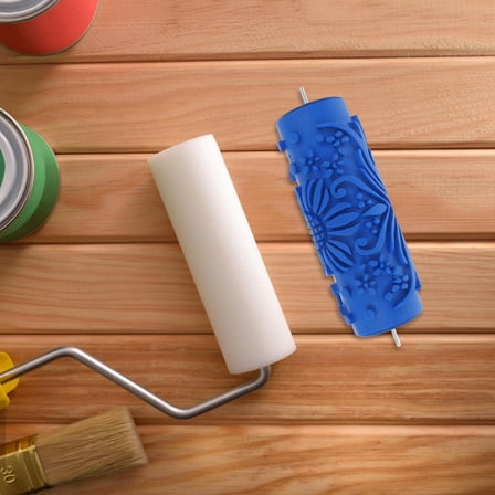 OFFIGAM Patterned Wall Paint Roller Blue for DIY Home Decor with Durable and Even Paint Coverage