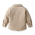thumbnail image 3 of LIIPEE Boys Girls Shirt Long Sleeve Turndown Collar Button Plaid Shirt With Pockets Toddler Leisure Work Shirts,Beige,3-4 Years, 3 of 7