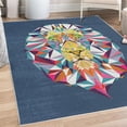 thumbnail image 1 of Zoo Decorative Rug, Colorful Animals Geometric Diamond Face Lions Mane Safari Wildlife Theme Image, Quality Carpet for Bedroom Dorm and Living Room, 6 Sizes, Blue, by Ambesonne, 1 of 4