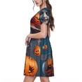 thumbnail image 2 of Naloa Modern Style Pumpkin Witch Print Womens Summer A-Line Dress with Pockets,Short Sleeve Dresses,Flowy Beach Swing Dress for Vacation Travel, 2 of 6