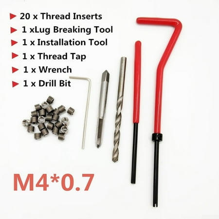 

25*HSS Metric Thread Tap Drill Bit Wrench Kit M4x0.7 Coil Helicoil Set Tool
