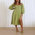 thumbnail image 2 of Robe Midi Fluide à Manches Longues et Encolure Carrée pour Femmes, 2 of 8