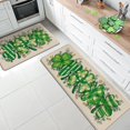 thumbnail image 2 of St. Patrick''s Day Clover Kitchen Rugs Set of 2, Shamrock Eucalyptus Leaves Polka Dot Kitchen Mats Decor, Gold Coins Irish Holiday Floor Door Mat Home Decorations -17x29 and 17x47 Inch, 2 of 6